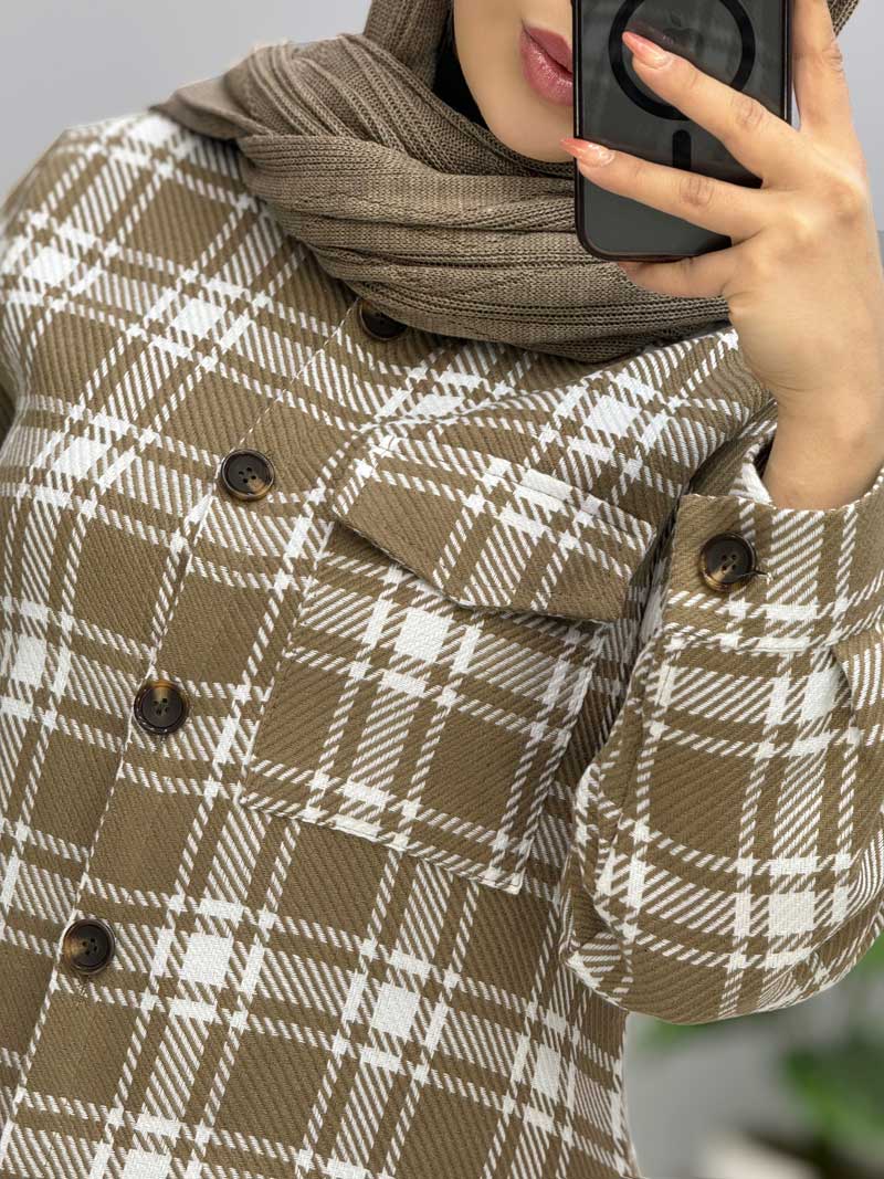 Plaid Wool-Blend Winter Coat –  CW-8110