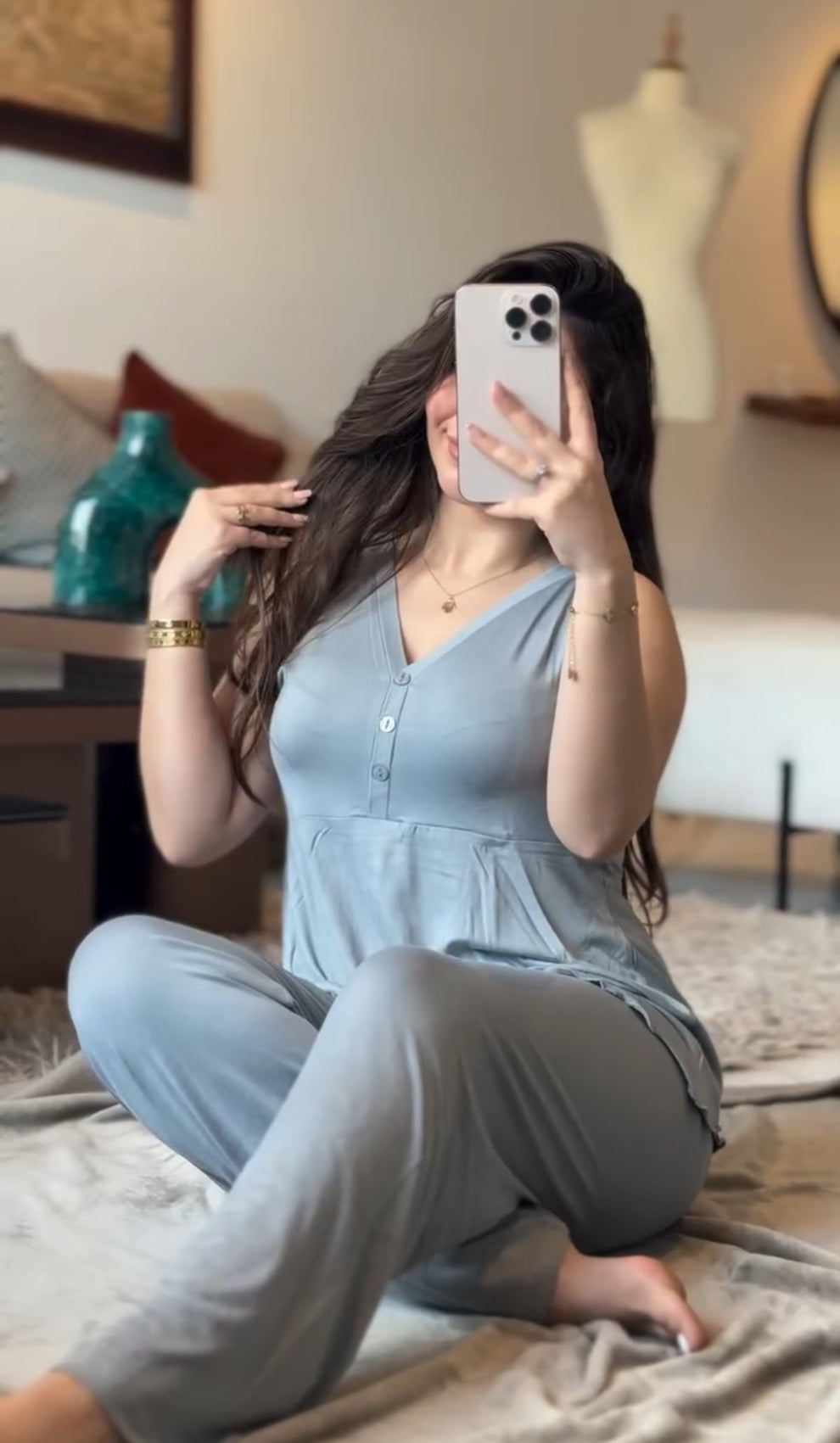 CW-557 | 2-Piece Button Casual Top with Straight Trouser – Choice Wear