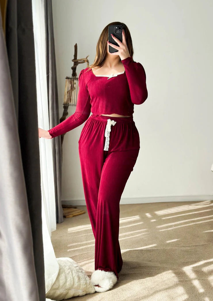 CW-410 | Pyjama Crop-Top Set in Soft Cotton Jersey – Choice Wear Pakistan