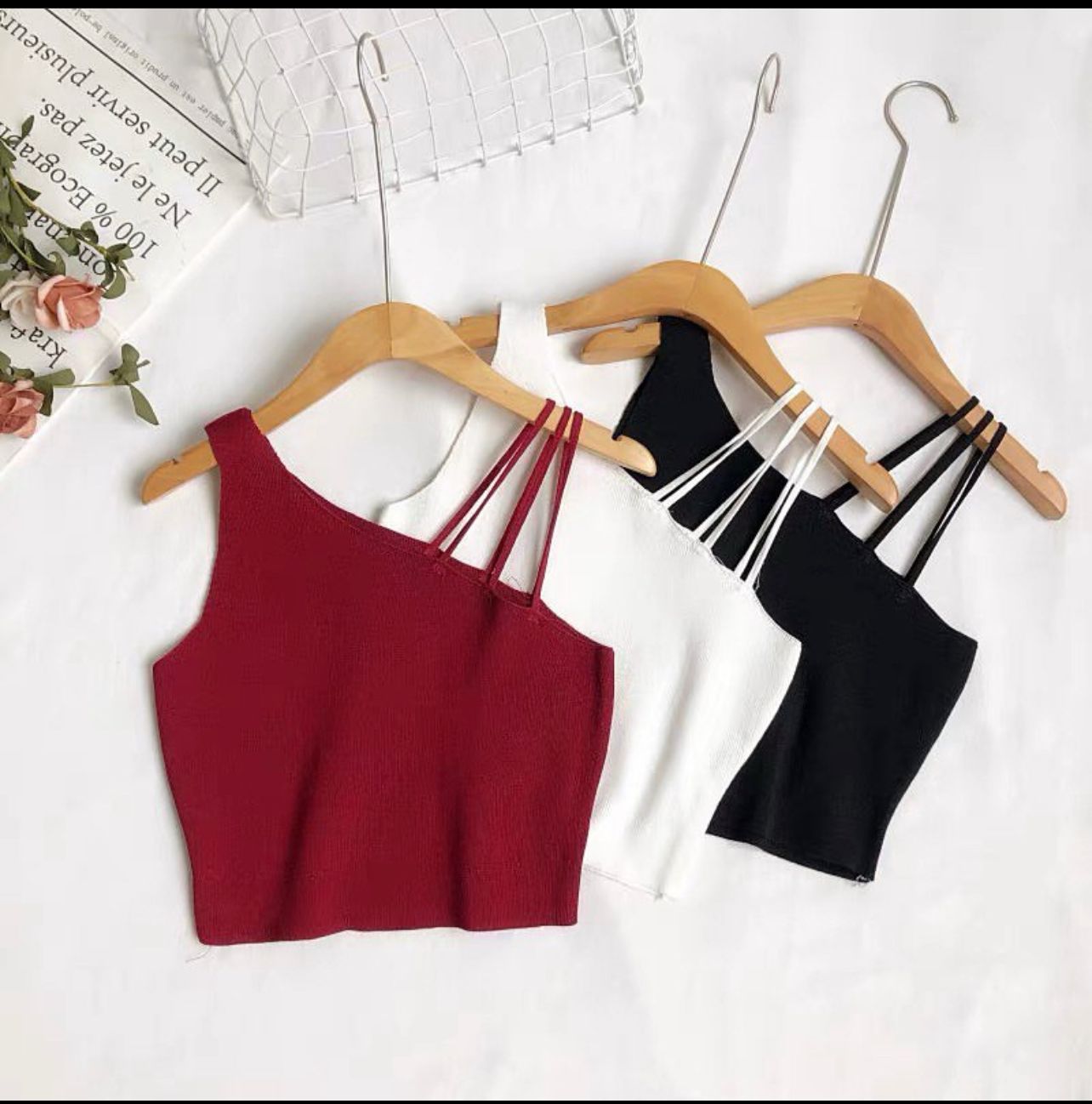 CW-003 Triple Straps Cotton Crop Top | Choice Wear